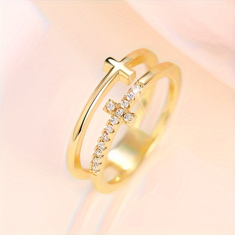 Cross Zirconia Ring for Ladies and Gentlemen